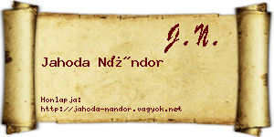 Jahoda Nándor névjegykártya