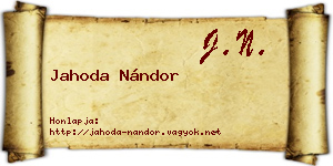Jahoda Nándor névjegykártya